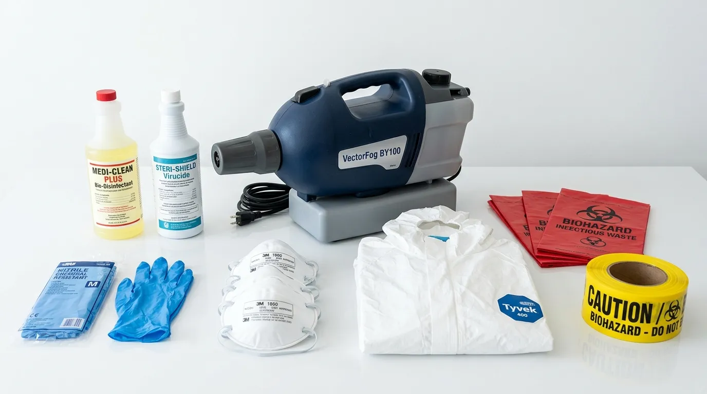 Professional biohazard remediation crew working in North Logan